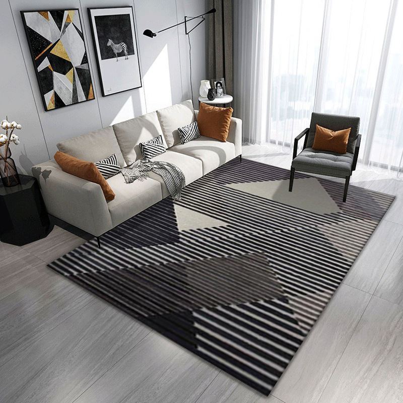 Alfombra de gran superficie estilo nórdico para sala de estar, sofá, mesa de centro, alfombra de terciopelo cristalino, fácil de cuidar y resistente al desgaste para oficina.
