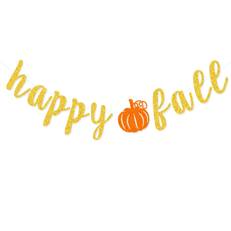 Acción de Gracias fiesta decoración Maple Leaf suministro directo de fábrica calabaza feliz otoño brillo Garland bandera transfronteriza