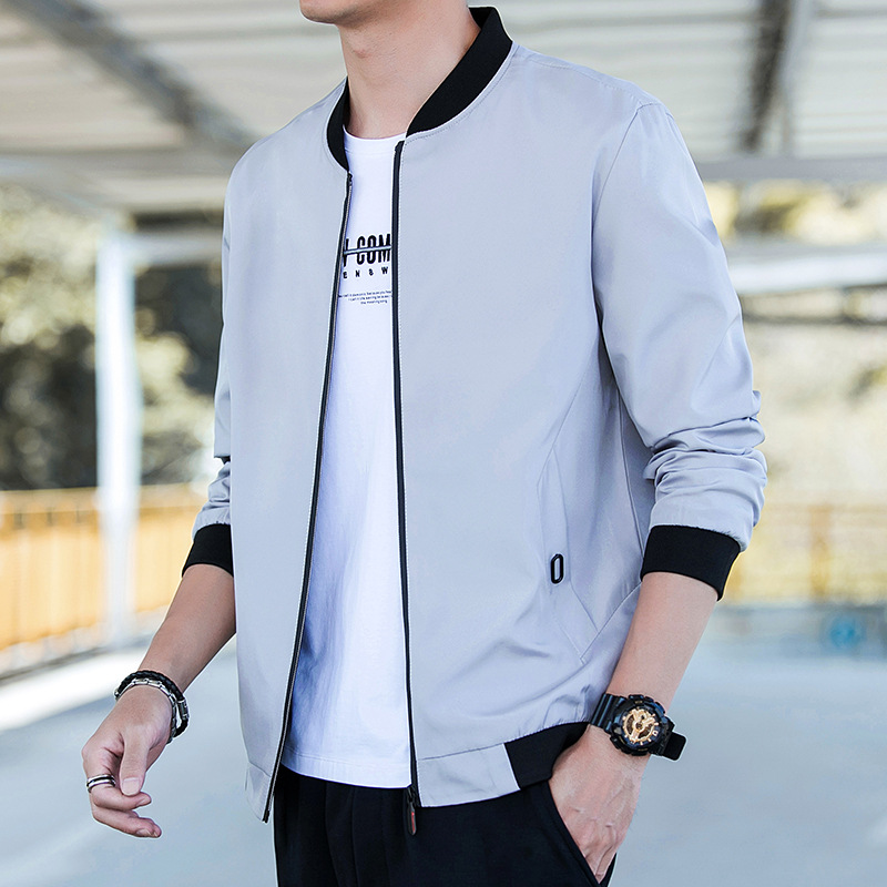 Nueva chaqueta de hombre para primavera y otoño, estilo otoñal de color sólido, chaqueta informal para papá, top versátil moderno y elegante. image 9