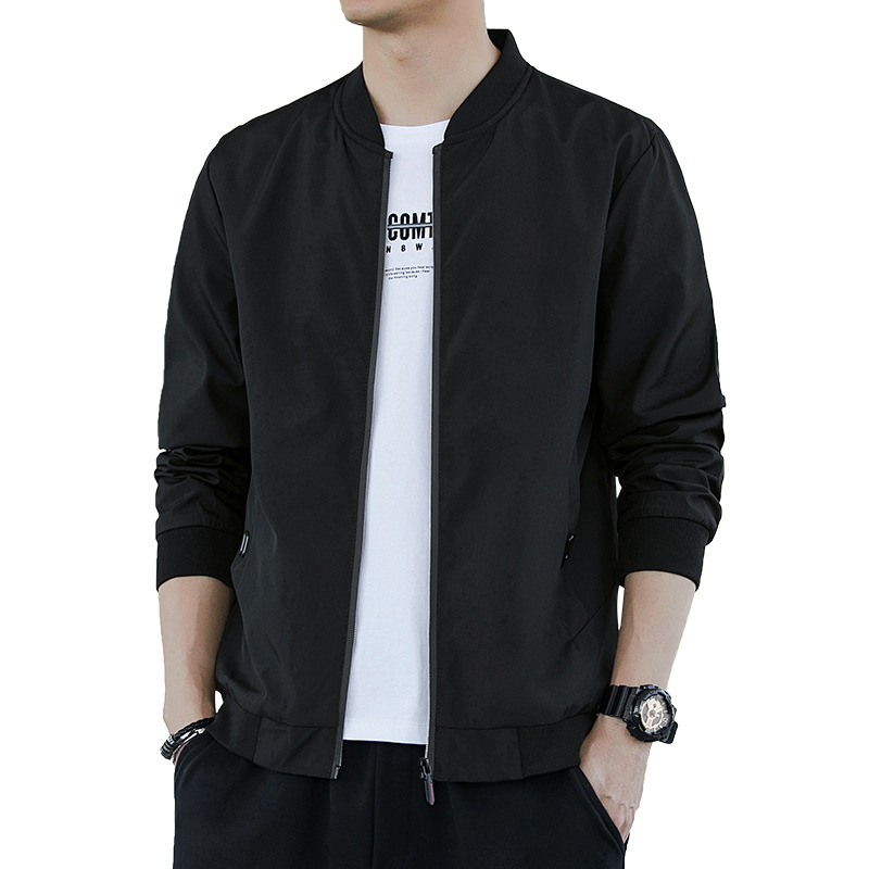 Nueva chaqueta de hombre para primavera y otoño, estilo otoñal de color sólido, chaqueta informal para papá, top versátil moderno y elegante. image 6