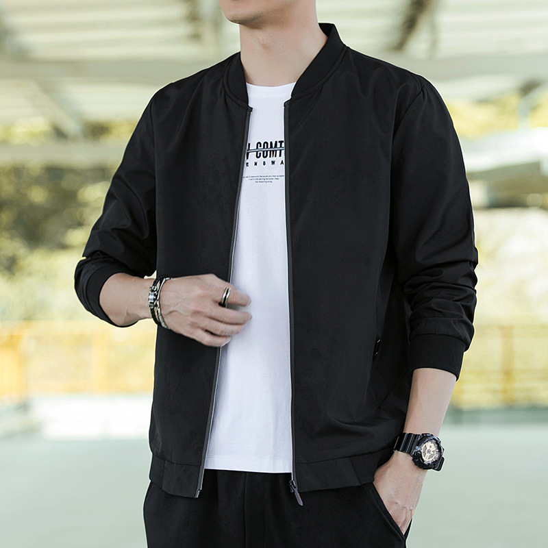 Nueva chaqueta de hombre para primavera y otoño, estilo otoñal de color sólido, chaqueta informal para papá, top versátil moderno y elegante. image 7