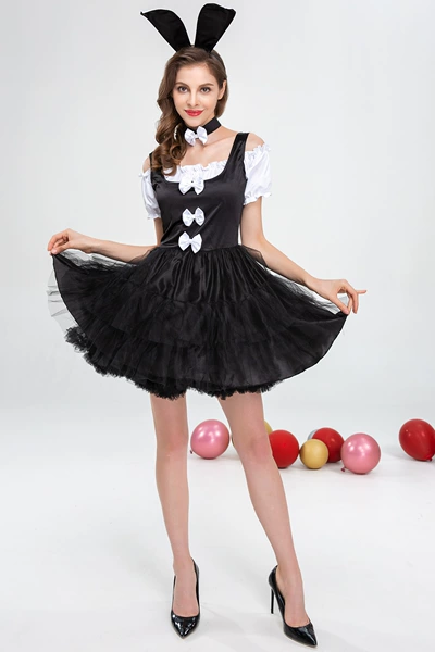 8672 black [headband + scarf + skirt]