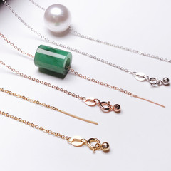 圓珠通孔鏈DIY配件S925銀盒子鏈帶針穿珠串心鏈珍珠路路通項鍊