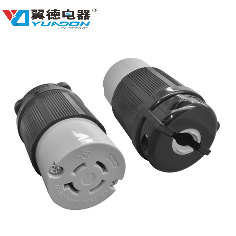 现货NEMA L15-20C美式四孔工业插座 20A美标耐高温锁扣式组装插座
