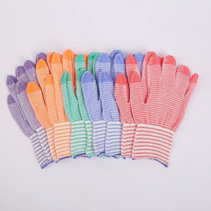 冬季加厚条纹线手套 家务工地防护手套 魔术弹力针织保暖劳保手套