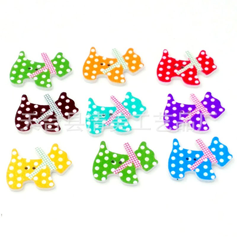 Envío gratis lindo cachorro botones de madera accesorios hechos a mano para niños 50 pcs/paquete Mengbao camisa de todo fósforo