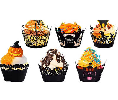 Amazon Cake Edge Halloween Castle Paper Cup Spider Web Witch Laser Hollow Lace Wholesale