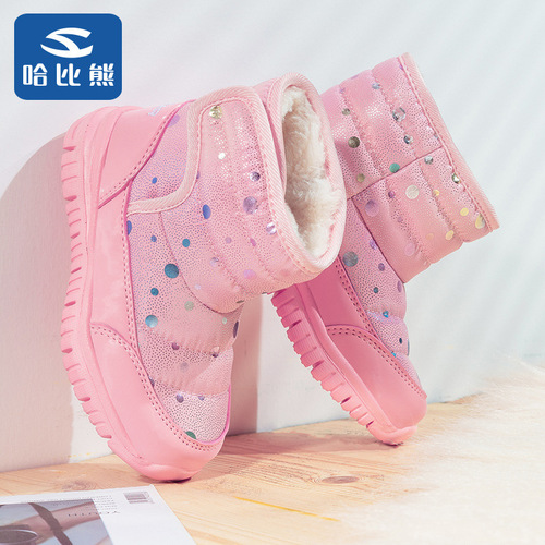 Hobby Bear Children's Snow Boots for Girls  New Arrival Boys' Winter Fleece Cotton Shoes Baby Warm Kids' Shoes
