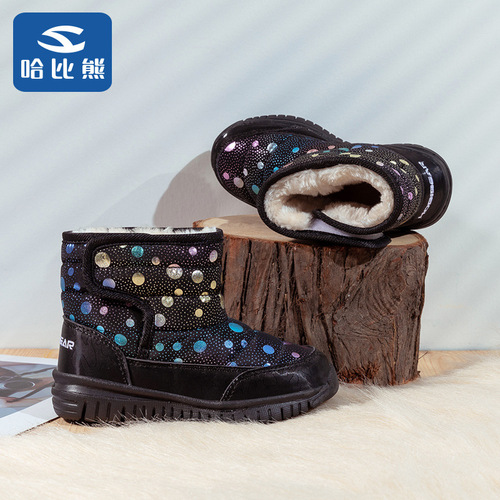 Hobby Bear Children's Snow Boots for Girls  New Arrival Boys' Winter Fleece Cotton Shoes Baby Warm Kids' Shoes