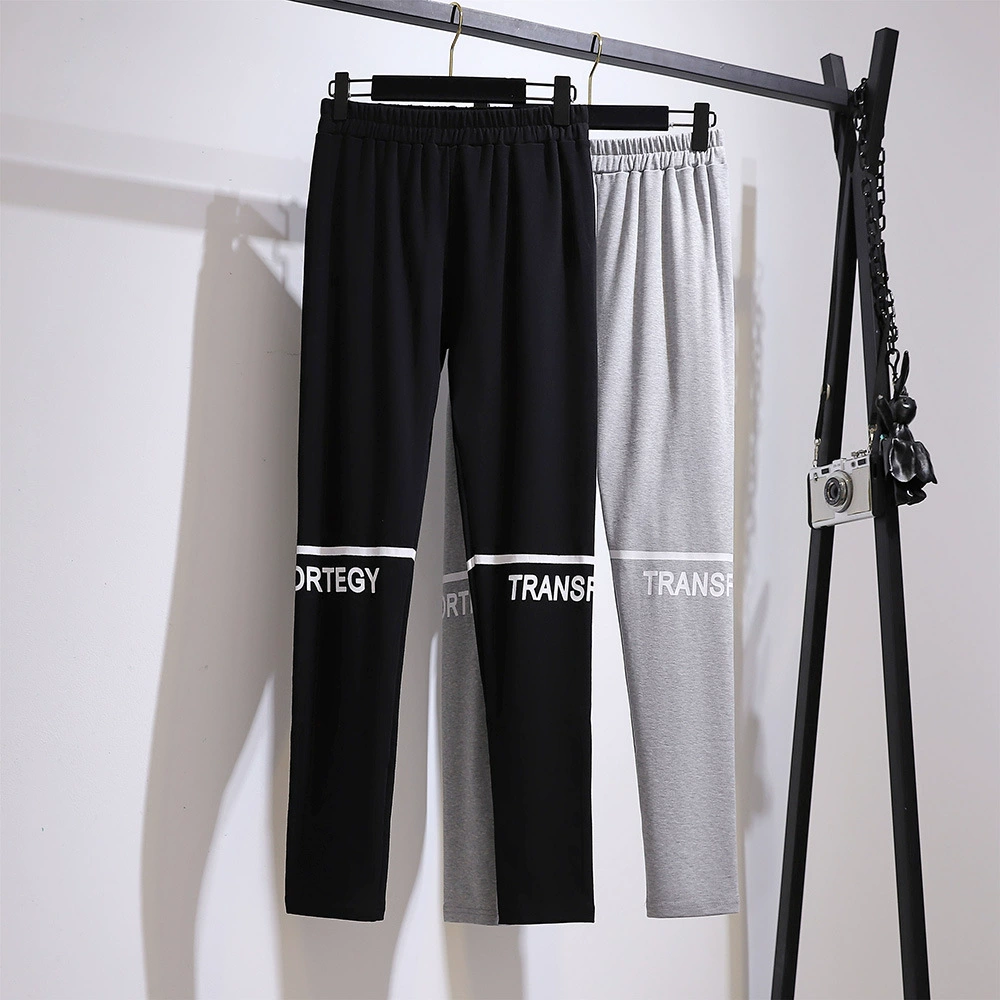 Женские леггинсы больших размеров для верхней одежды, новинка весны 2024 года в корейском стиле, утягивающие повседневные брюки с принтом в виде буквы «9».