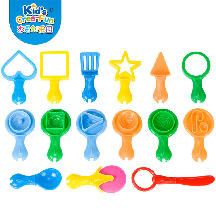 Manual del estudiante Clase de arcilla de color haciendo en forma de corazón redondo cuadrado cuchara triángulo arcilla molde herramientas 15 piezas de suministro transfronterizo