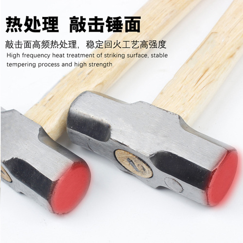 Obon octagonal hammer wooden handle conjoined shock-proof long handle square hammer manufacturer supply wholesale round-head hammer chopping ax percussion