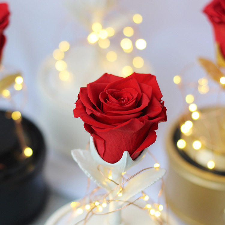 Regalo de cumpleaños del Día de San Valentín Rosa vintage Bluetooth audio flor eterna luminosa flor Real Fábrica puede pedir al por mayor
