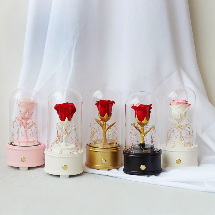 Regalo de cumpleaños del Día de San Valentín Rosa vintage Bluetooth audio flor eterna luminosa flor Real Fábrica puede pedir al por mayor