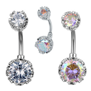 Amazon cross-border goods hot sale Europe and the United States new puncture jewelry round zircon belly button ring belly button nail wholesale
