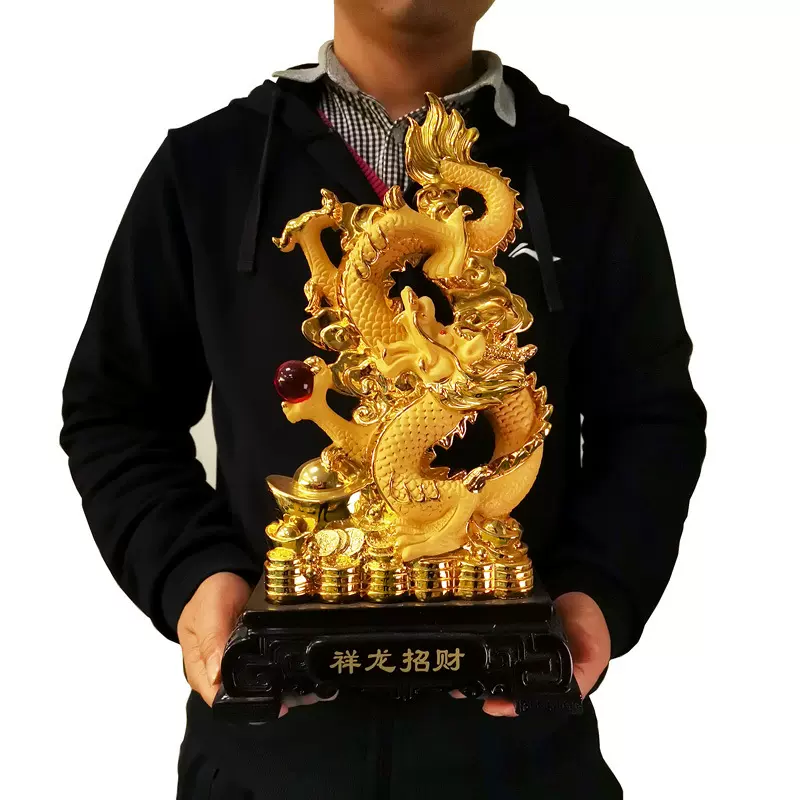 树脂沙金生肖龙风水龙摆件金龙工艺品招财开业礼品办公室桌面摆设