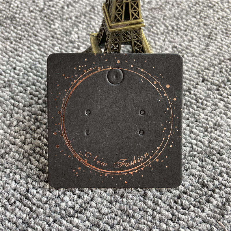 高档耳环卡片黑色烫金耳钉5x5纸卡现货小饰品纸卡印刷包装