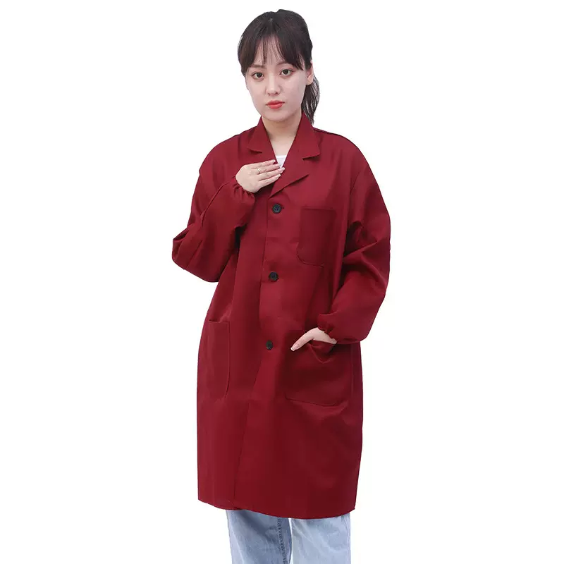 蓝大褂男女防尘污大褂工作服长袖长款劳保仓管服搬运罩衣定制印字