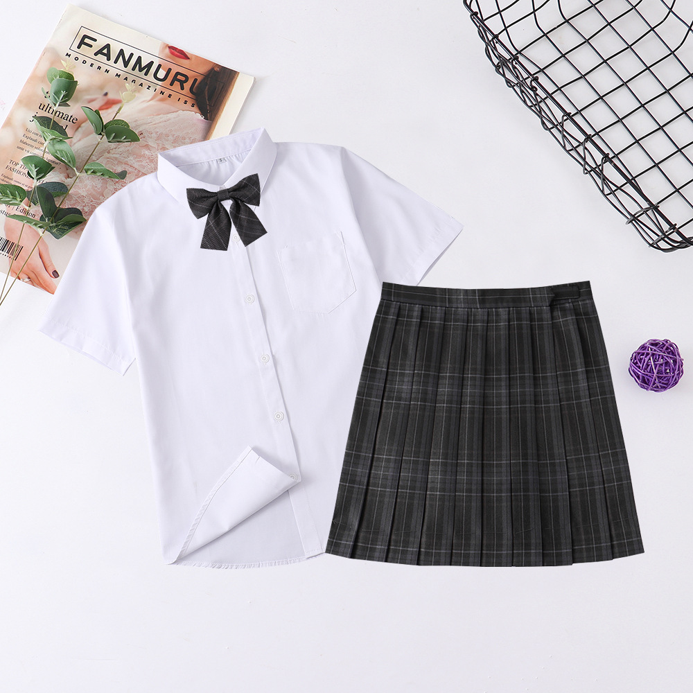 Skirt, shirt, bow tie