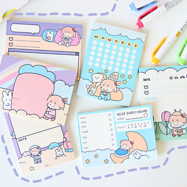 花墨 Produced by Rabbit Girl Series Three Cute Student Note Book Study Notes Plan Paper Sticky Note Paper