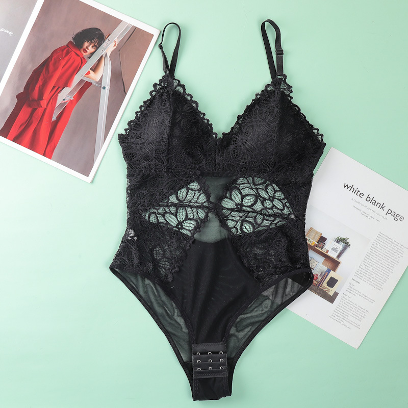 Sexy de una pieza de malla de encaje ropa interior de las mujeres nuevo Delgado transpirable push up pecho soporte sexy inalámbrico sujetador de las mujeres