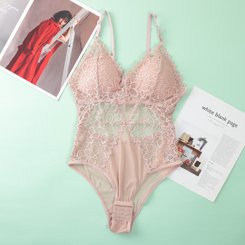 Sexy de una pieza de malla de encaje ropa interior de las mujeres nuevo Delgado transpirable push up pecho soporte sexy inalámbrico sujetador de las mujeres
