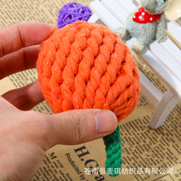 Mascota tejida fruta naranja serie nudo juguete en stock al por mayor oso de peluche mascota gato perro juguete