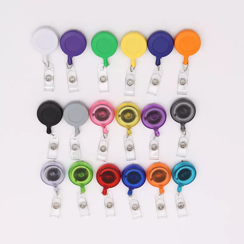 磨砂透明易拉扣伸缩扣员工胸牌证件卡套挂绳护士胸卡证件夹拉线器