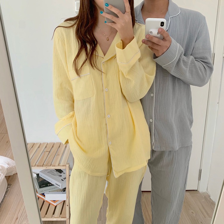 Korean Ins Export Women's Clothing Autumn New Style Korean Version Simple Solid Color Skin-Friendly Loose Pajamas Loungewear Set for Women