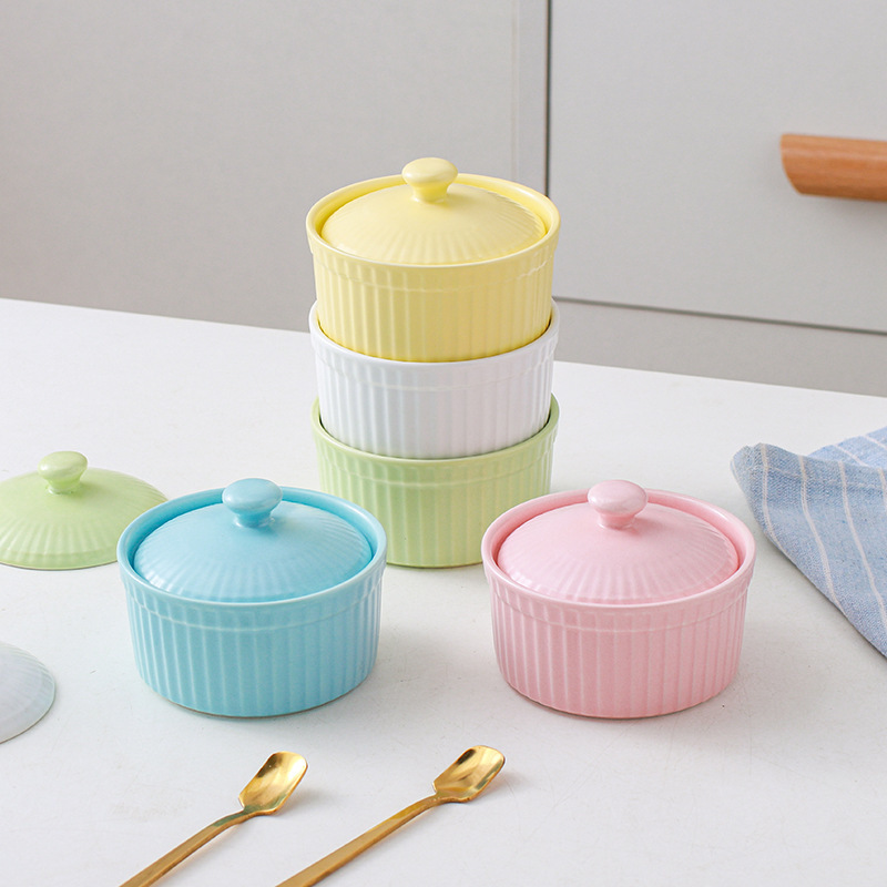 Cross-border e-commerce a generation of ceramic Shufulei baking bowl with lid baking home caramel pudding bowl oven N