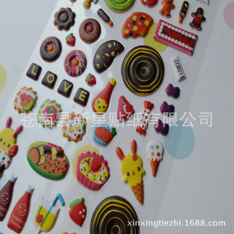 卡通pvc发泡贴纸 甜甜圈泡沫革贴纸 儿童贴纸立体 泡棉贴纸
