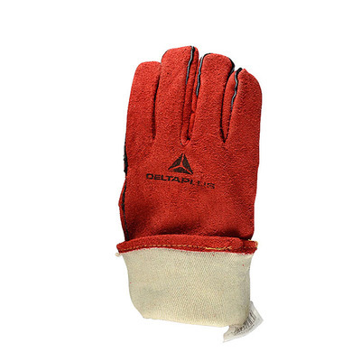 Delta 205515 guantes de soldador de piel de vaca aislamiento térmico a prueba de quemaduras guantes de protección laboral alargados 35CM rojo