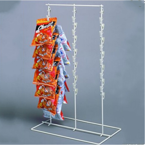 加工生产金属落地式单层多层零食袋装多夹展示促销架单条商品挂架