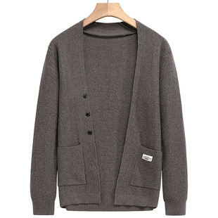 Autumn and winter New knitted cardigan solid color Korean slim youth pocket thread simple running coat a generation of hair