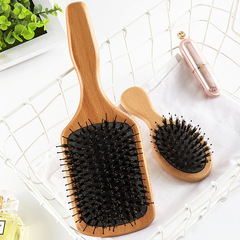 Beech wood pig bristle air cushion comb massage comb internet celebrity curly hair smoothing wooden comb air bag large board comb Amazon comb