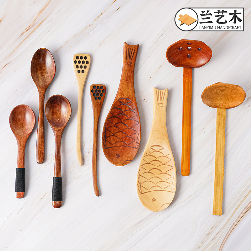 일본식 나무 식기, 난목 숟가락, 혼합용 연잎목 중간 숟가락, 나무 숟가락, 뚝배기용 나무 숟가락, 식사용 숟가락, 제조업체 도매