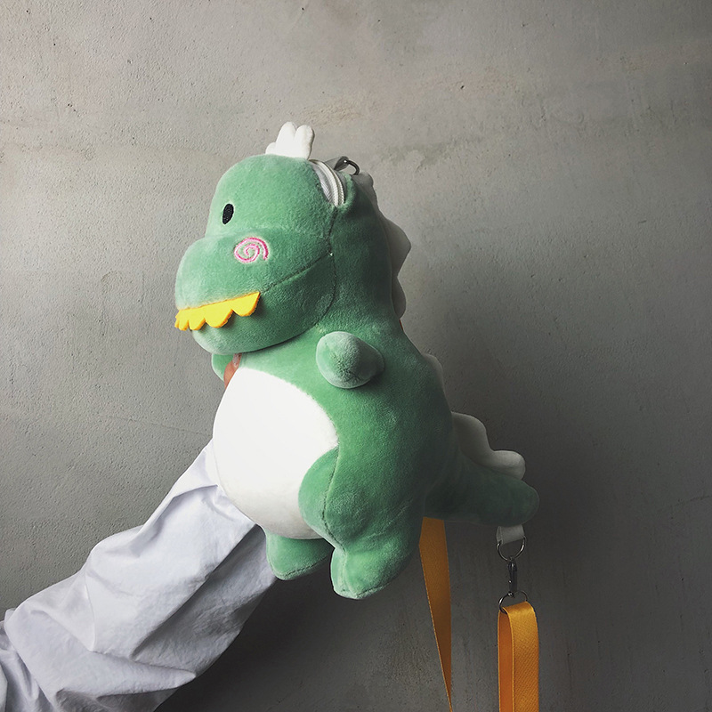 Borsa a tracolla a forma di dinosauro in peluche per donna_voghion.com