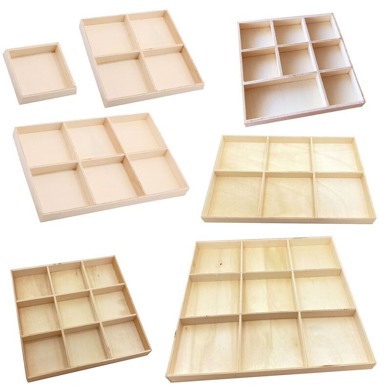 Christmas Decorative Box Ornament Bracelet Storage Plaid Wooden Box DIY Bracelet Accessories 9 Plaid Sorting Box