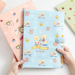 Happy Duck A4 Storage Folder 5-in Storage Bag Folder PP File Storage Folder Test Paper Classification Organ Bag Cartoon