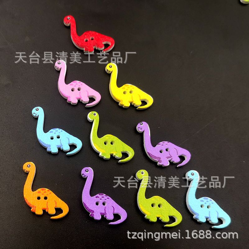 Botones de madera de brachiosaurus de dibujos animados bonitos botones de madera hechos a mano de dinosaurio para niños 50 piezas por paquete