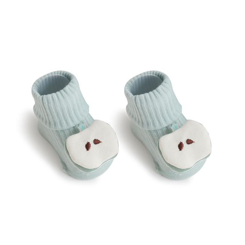 Calcetines para niños primavera y otoño dibujos animados fruta doble aguja bebé calcetines de algodón bebé antideslizante calcetines de piso cabeza de costura hecha a mano al por mayor