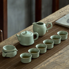 汝道 亮光釉汝瓷天青茶具套装 正品汝窑高档茶道礼品家用开片茶具