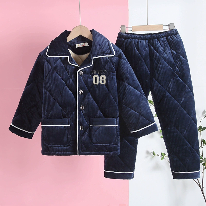 Children's velvet winter pijama thickened crystal, quilted long-sleeve, sleeves, set, for teenagers, for secondary school