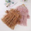 Dress with sleeves, children's small princess costume, nail sequins, 2023, Korean style, autumn, long sleeve