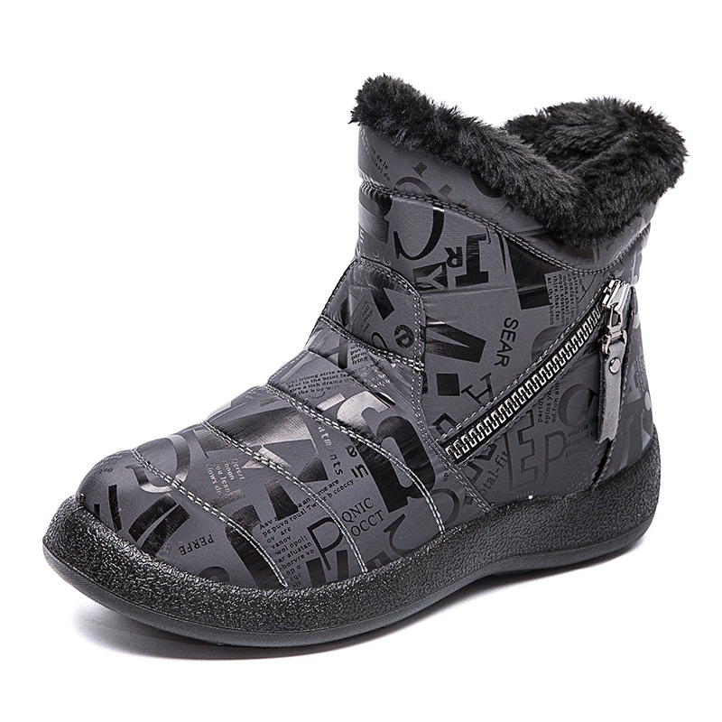 Racing Dragon nuevas botas de nieve de doble cremallera para mujeres más tamaño corto invierno Comercio exterior botas cortas de mujer botas acolchadas de algodón para mujeres 43