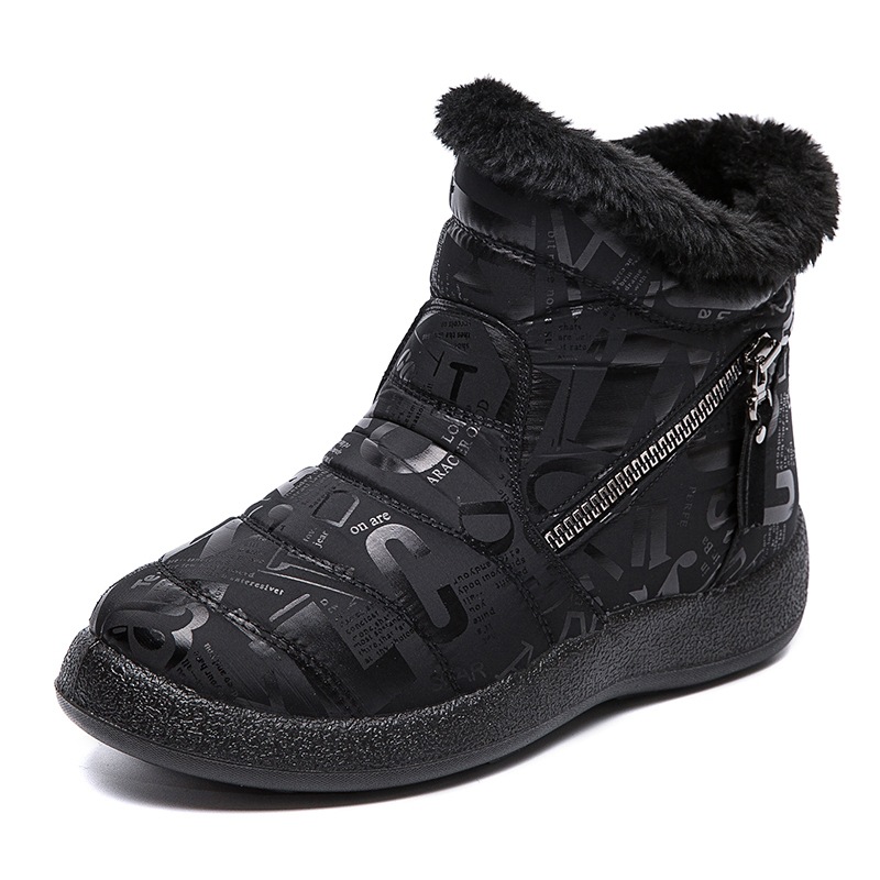 Racing Dragon nuevas botas de nieve de doble cremallera para mujeres más tamaño corto invierno Comercio exterior botas cortas de mujer botas acolchadas de algodón para mujeres 43