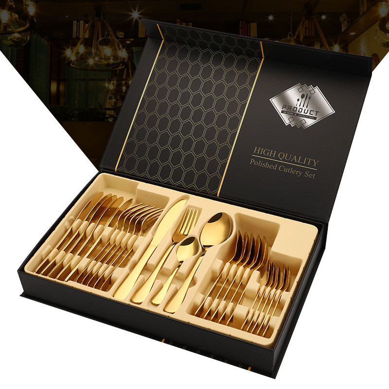 Hot Amazon Explosions Stainless Steel Tableware 24-piece Gift Set Four-piece Tableware Gift Set Hot Amazon Explosions Stainless Steel Tableware 24-piece Gift Set Four-piece Tableware Gift Set