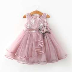Children's Summer 2023 Fashion K-Style Girl's Dress for Kids Sleeveless Embroidered Lace Dress