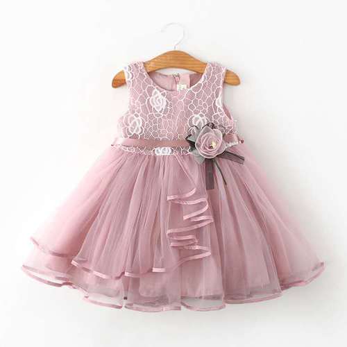 Children's Summer  Fashion K-Style Girl's Dress for Kids Sleeveless Embroidered Lace Dress