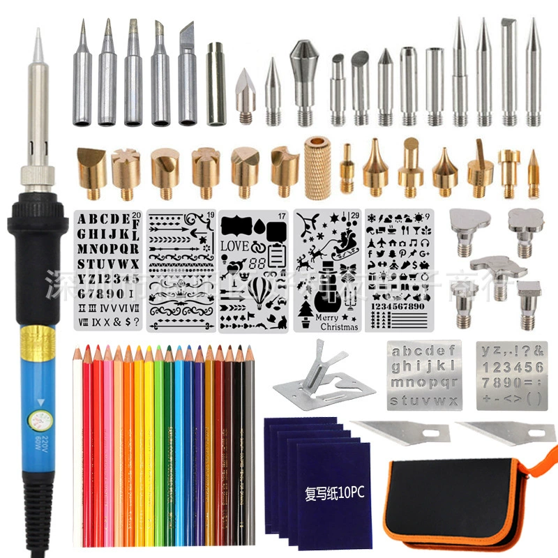 Паяльник Электрический паяльник костюм 71 шт. набор резьба паяльник горячее тиснение паяльная живопись Электрический паяльник сварочный инструмент резьба паяльная щетка